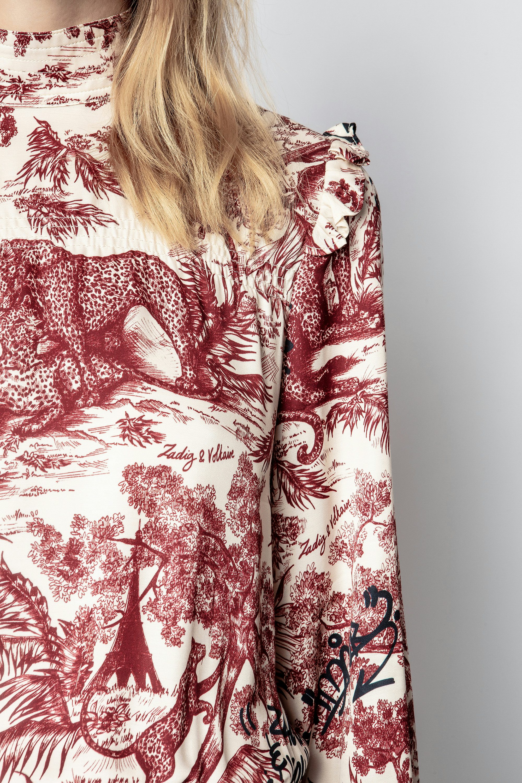 Robe Rocket Jouy Satin - Robe blanche femme, imprimée.